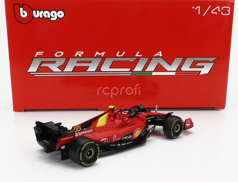 Bburago Ferrari Set F1 4x Sf-23 Team Scuderia Ferrari N 16 Season 2023 Charles Leclerc - N 55 Pole Position 3rd Monza Italy Gp 2023 Carlos Sainz - F1-75 N 16 2nd Monza Gp Italy (pole Position) 2022 Charles Leclerc - N 55 Season 2022 Carlos Sainz 1:43 Červená Černá Žlutá