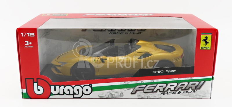 Bburago Ferrari SF90 Spider 1:18 žlutá metalíza