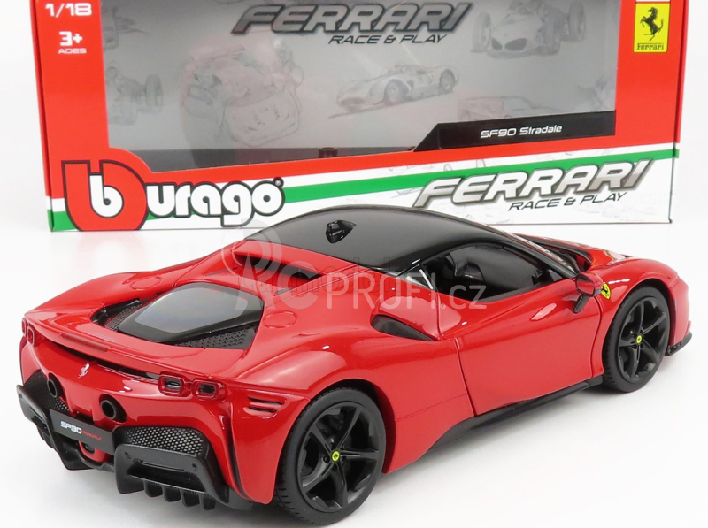 Bburago Ferrari Sf90 Stradale Hybrid 1000hp 2019 1:18 Červená Černá