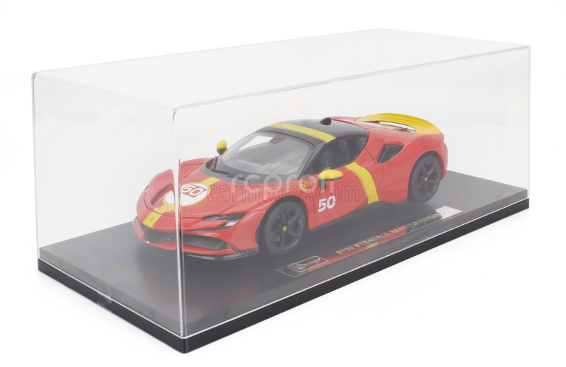 Bburago Ferrari Sf90 Stradale Hybrid 1000hp N 50 24h Le Mans Livery - Con Vetrina - With Showcase - Exclusive Carmodel 1:18 Červená Žlutá