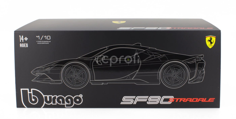 Bburago Ferrari Sf90 Stradale Hybrid 1000hp N 50 24h Le Mans Livery - Con Vetrina - With Showcase - Exclusive Carmodel 1:18 Červená Žlutá