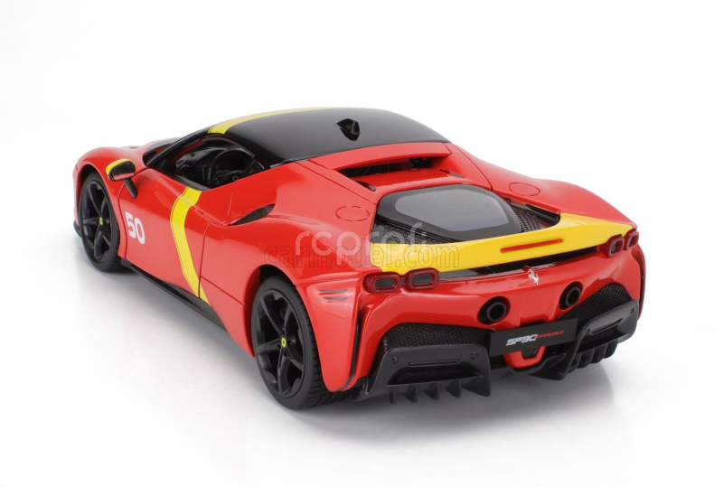 Bburago Ferrari Sf90 Stradale Hybrid 1000hp N 50 24h Le Mans Livery - Con Vetrina - With Showcase - Exclusive Carmodel 1:18 Červená Žlutá