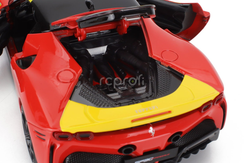 Bburago Ferrari Sf90 Stradale Hybrid 1000hp N 50 24h Le Mans Livery - Con Vetrina - With Showcase - Exclusive Carmodel 1:18 Červená Žlutá