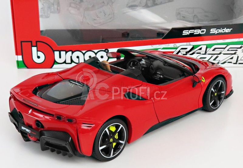 Bburago Ferrari Sf90 Stradale Hybrid Spider 1000hp Open 2020 - Exclusive Carmodel 1:18 Rosso Corsa 322 - Červená