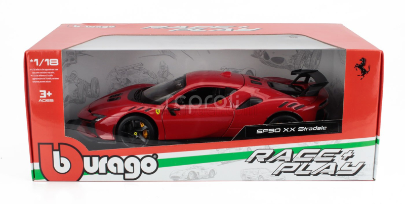 Bburago Ferrari Sf90 Xx Stradale 2024 1:18 Rosso Corsa - Červená Černá