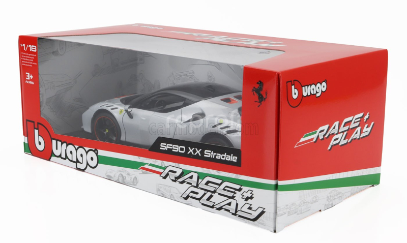 Bburago Ferrari Sf90xx Stradale 2024 1:18 Bianco Artico - Bílá Met Oranžová Černá
