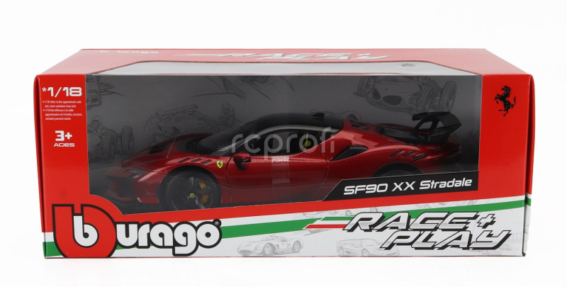 Bburago Ferrari Sf90xx Stradale 2024 1:18 Rosso Magma - Červená S Černou