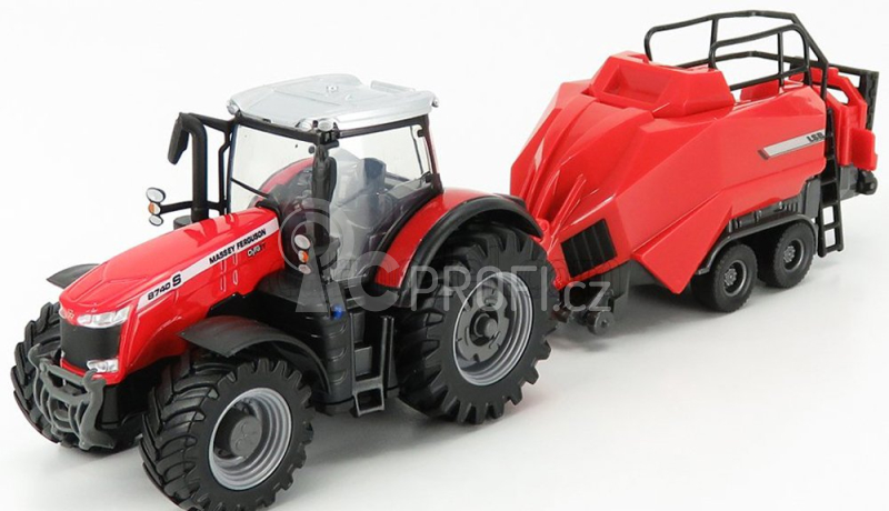 Bburago Massey Ferguson 8740S s doplňky (dárkové balení)