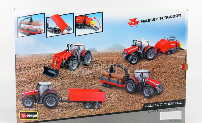 Bburago Massey Ferguson 8740S s doplňky (dárkové balení)