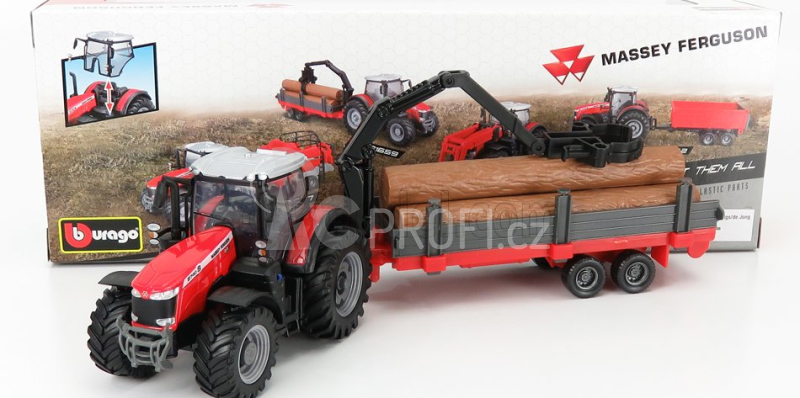 Bburago Massey Ferguson 8740S se dřevem