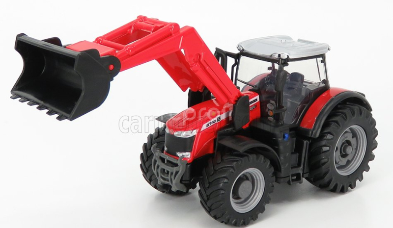 Bburago Massey ferguson 8740s Tractor With Front Loader Scraper 1:50 Red