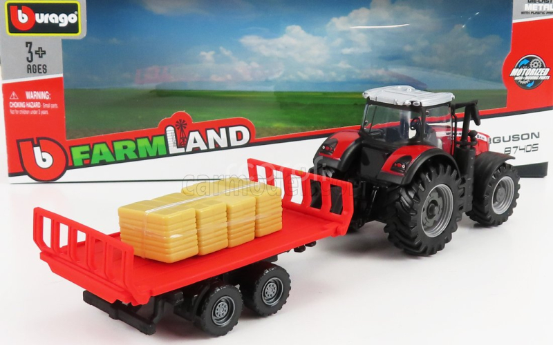 Bburago Massey ferguson 8740s Tractor With Trailer 2016 1:50 Red