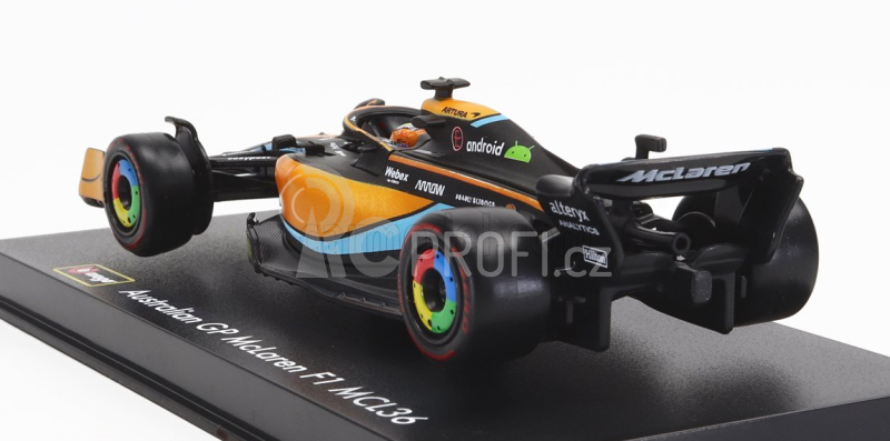 Bburago Mclaren F1  Mcl36 Mercedes Team Mclaren N 3 Australian Gp 2022 Daniel Ricciardo - With Helmet And Plastic Showcase 1:43 Oranžová Světle Modrá