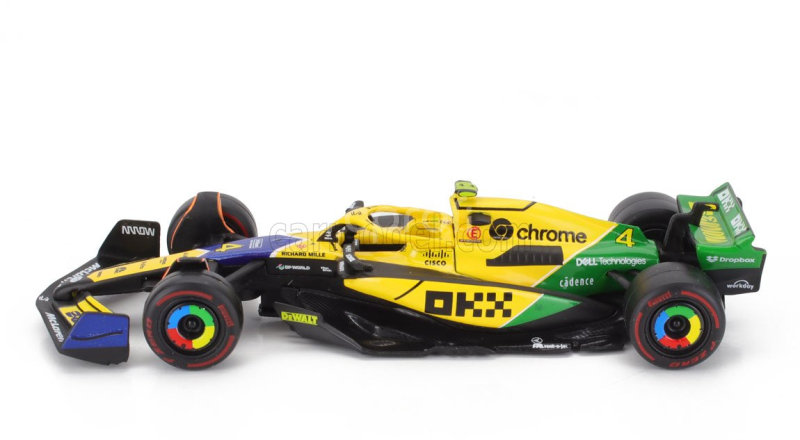Bburago Mclaren F1  Mcl38 Team Mclaren N 4 4th Monaco Gp (senna 30th Anniversary) 2024 Lando Norris 1:43 Žlutá Zelená Černá
