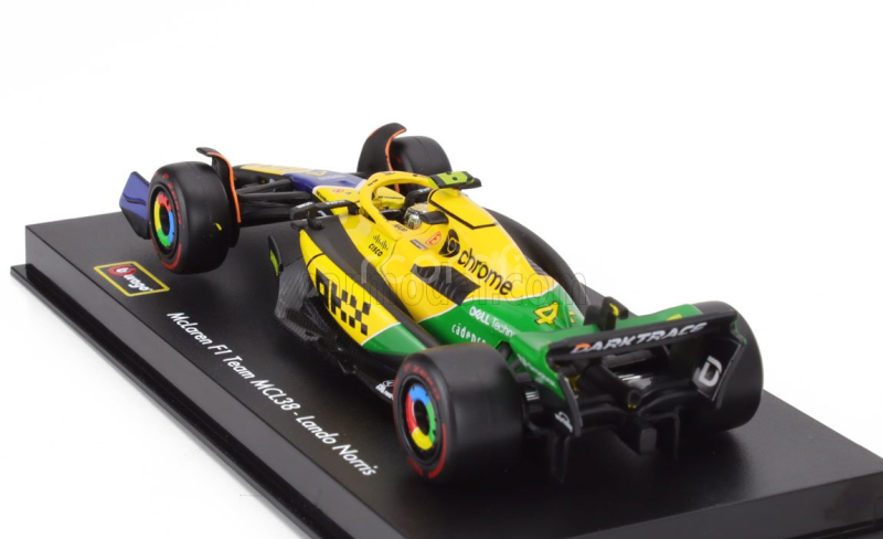 Bburago Mclaren F1  Mcl38 Team Mclaren N 4 4th Monaco Gp (senna 30th Anniversary) 2024 Lando Norris - With Pilot And Showcase 1:43 Žlutá Zelená Černá