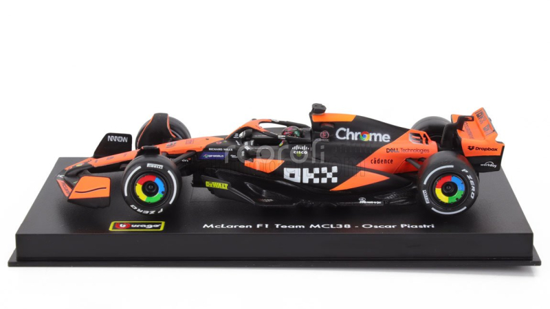 Bburago Mclaren F1  Mcl38 Team Mclaren N 81 Miami Gp 2024 Oscar Piastri - With Pilot And Showcase 1:43 Oranžová Černá
