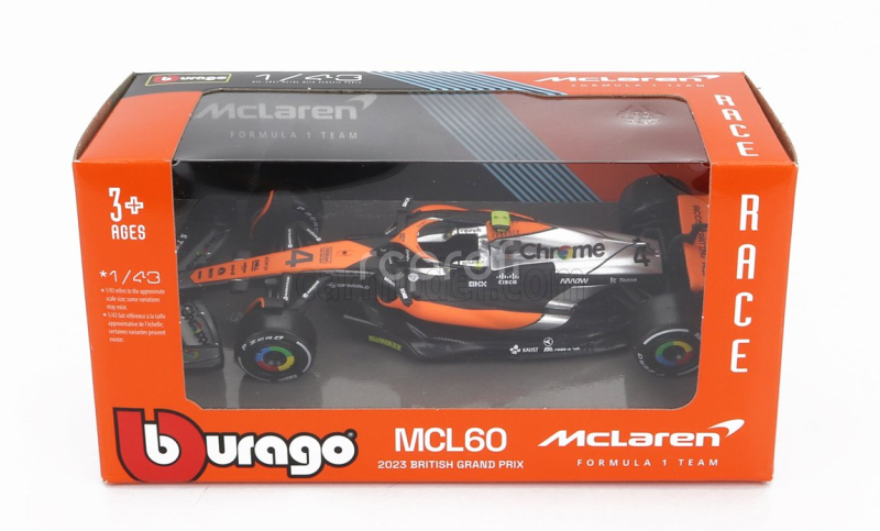 Bburago Mclaren F1  Mcl60 Team Mclaren N 4 2nd British Gp 2023 Lando Norris 1:43 Oranžová Černá Modrá