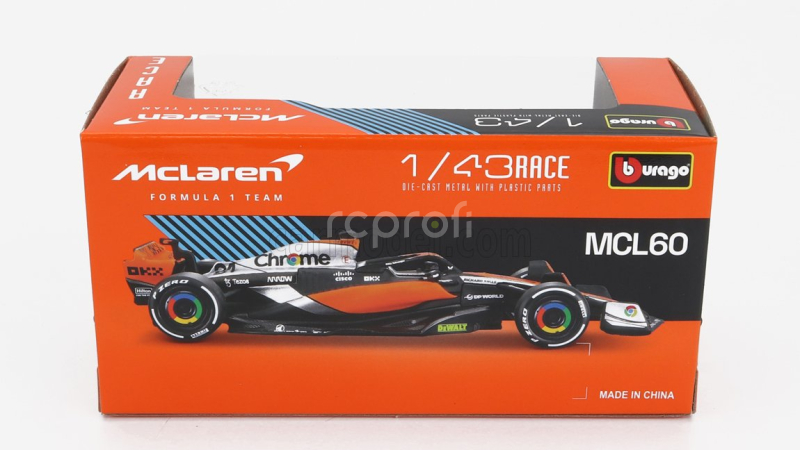 Bburago Mclaren F1  Mcl60 Team Mclaren N 4 2nd British Gp 2023 Lando Norris 1:43 Oranžová Černá Modrá