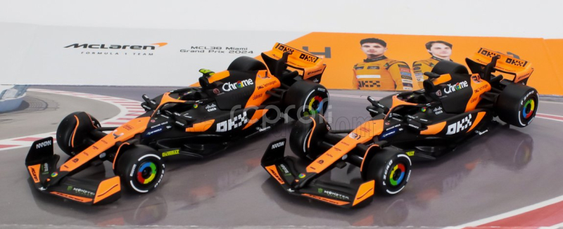 Bburago Mclaren Set F1  2x Mcl38 Team Mclaren N 4 Season 2024 Lando Norris + N 81 Season 2024 Oscar Piastri 1:43 Oranžová Černá