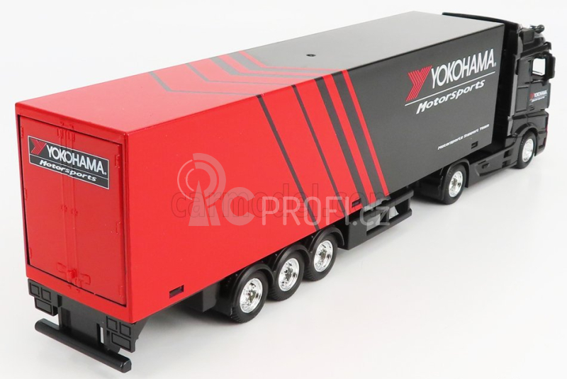 Bburago Mercedes benz Actros 2 Gigaspace Truck Yokohama Tires 2016 1:43 Černá Červená