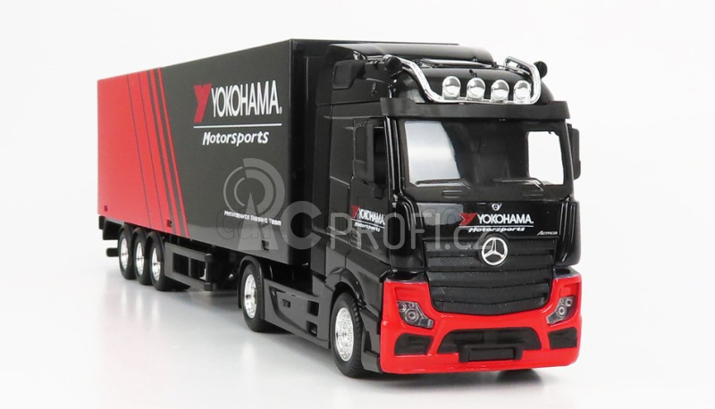 Bburago Mercedes benz Actros 2 Gigaspace Truck Yokohama Tires 2016 1:43 Černá Červená
