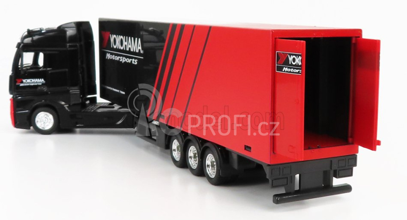 Bburago Mercedes benz Actros 2 Gigaspace Truck Yokohama Tires 2016 1:43 Černá Červená