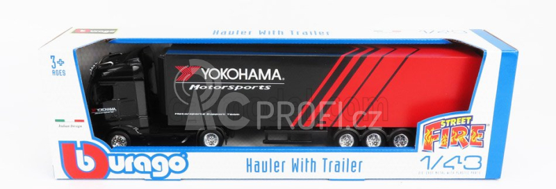 Bburago Mercedes benz Actros 2 Gigaspace Truck Yokohama Tires 2016 1:43 Černá Červená