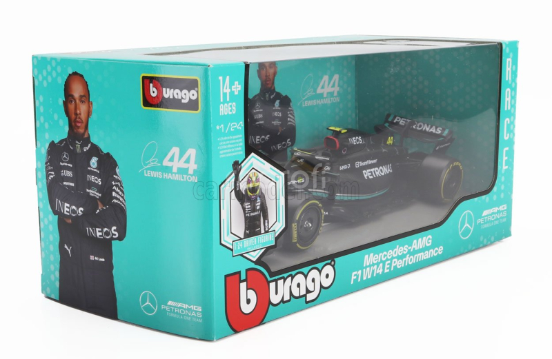 Bburago Mercedes gp F1 W14 Team Mercedes-amg Petronas Formula One N 44 Season 2023 Lewis Hamilton 1:24 Matt Black