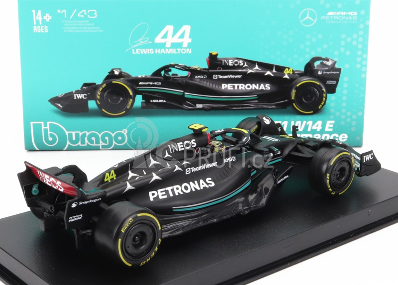 Bburago Mercedes gp F1 W14 Team Mercedes-amg Petronas F1 N 44 1:43, černá