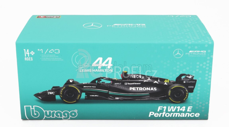 Bburago Mercedes gp F1 W14 Team Mercedes-amg Petronas F1 N 44 1:43, černá