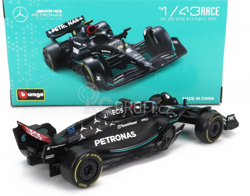 Bburago Mercedes gp F1 W14 Team Mercedes-amg Petronas F1 N 63 1:43, černá