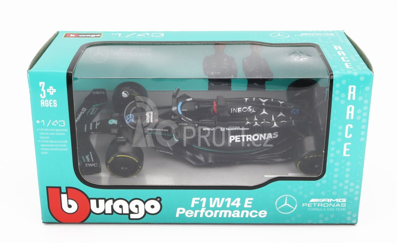 Bburago Mercedes gp F1 W14 Team Mercedes-amg Petronas F1 N 63 1:43, černá