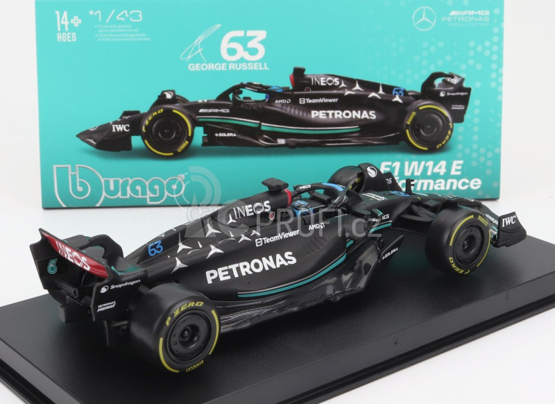 Bburago Mercedes gp F1 W14 Team Mercedes-amg Petronas F1 N 63 1:43, černá