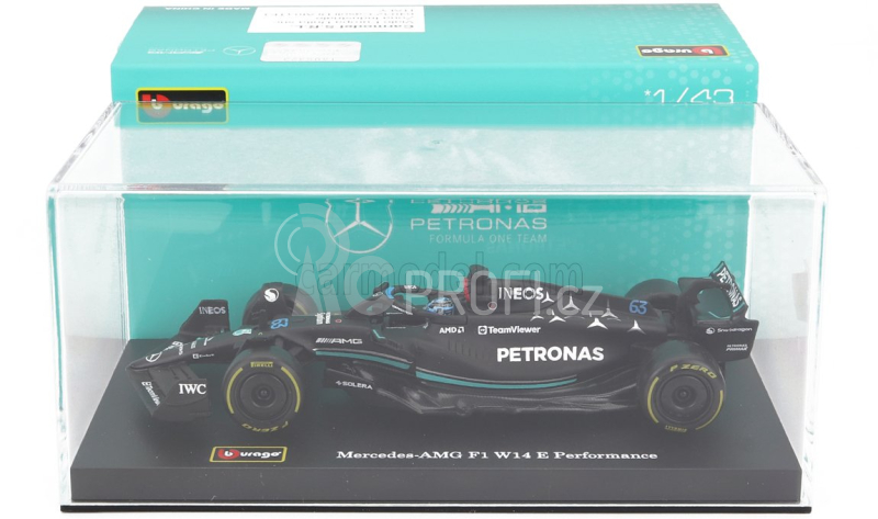 Bburago Mercedes gp F1 W14 Team Mercedes-amg Petronas F1 N 63 1:43, černá