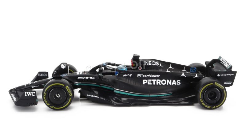 Bburago Mercedes gp F1 W14 Team Mercedes-amg Petronas Formula One N 63 Season 2023 George Russell - With Pilot And Showcase 1:24 Matt Black