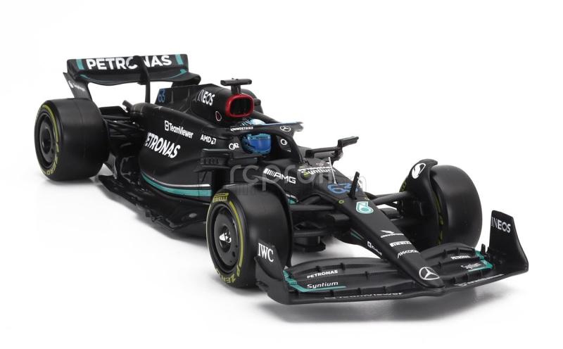 Bburago Mercedes gp F1 W14 Team Mercedes-amg Petronas Formula One N 63 Season 2023 George Russell - With Pilot And Showcase 1:24 Matt Black