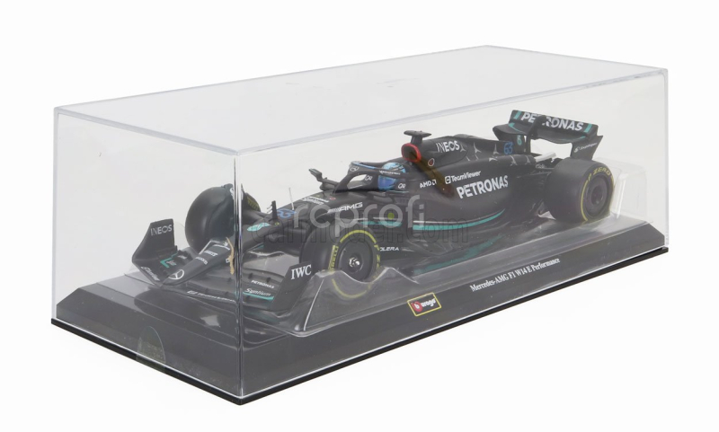 Bburago Mercedes gp F1 W14 Team Mercedes-amg Petronas Formula One N 63 Season 2023 George Russell - With Pilot And Showcase 1:24 Matt Black