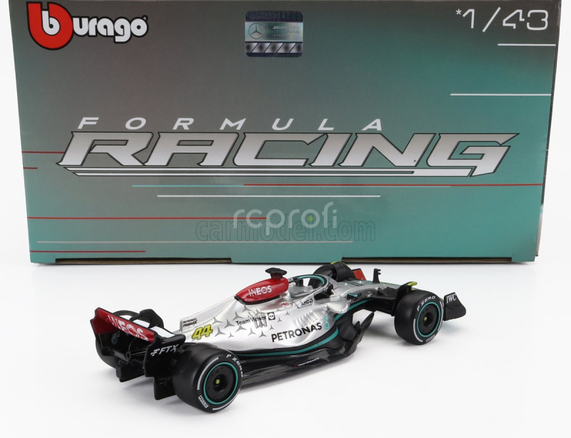 Bburago Mercedes gp Set F1  4x W14 Team Mercedes-amg Petronas Formula One N 44 Season 2023 Lewis Hamilton - N 63 Season 2023 George Russell - W13 N 44 Season 2022 Lewis Hamilton - W12 N 44 Season 2021 Lewis Hamilton 1:43 Matná Černá Stříbrná