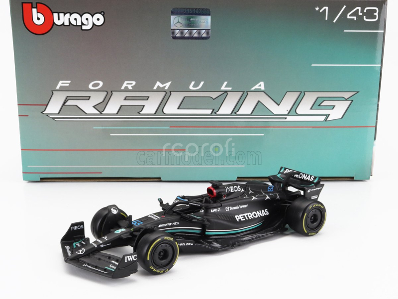Bburago Mercedes gp Set F1  4x W14 Team Mercedes-amg Petronas Formula One N 44 Season 2023 Lewis Hamilton - N 63 Season 2023 George Russell - W13 N 44 Season 2022 Lewis Hamilton - W12 N 44 Season 2021 Lewis Hamilton 1:43 Matná Černá Stříbrná
