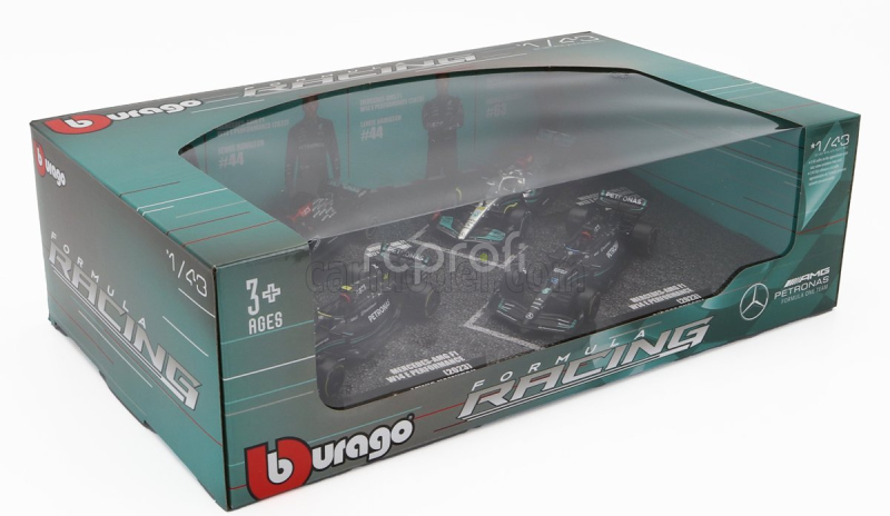 Bburago Mercedes gp Set F1  4x W14 Team Mercedes-amg Petronas Formula One N 44 Season 2023 Lewis Hamilton - N 63 Season 2023 George Russell - W13 N 44 Season 2022 Lewis Hamilton - W12 N 44 Season 2021 Lewis Hamilton 1:43 Matná Černá Stříbrná