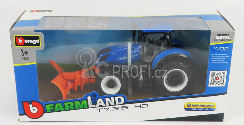 Bburago New holland T7.315 Tractor 2009 1:32 Modrá Oranžová