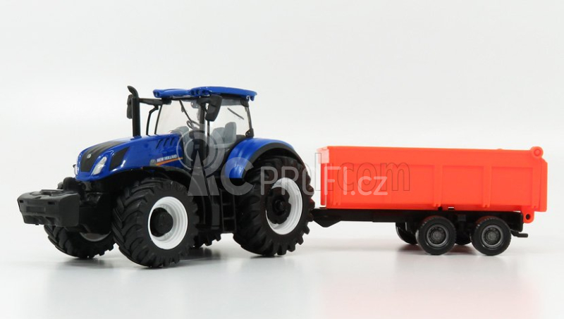 Bburago New holland T7.315 Tractor + Tipping Trailer 1:50 Modrá Červená