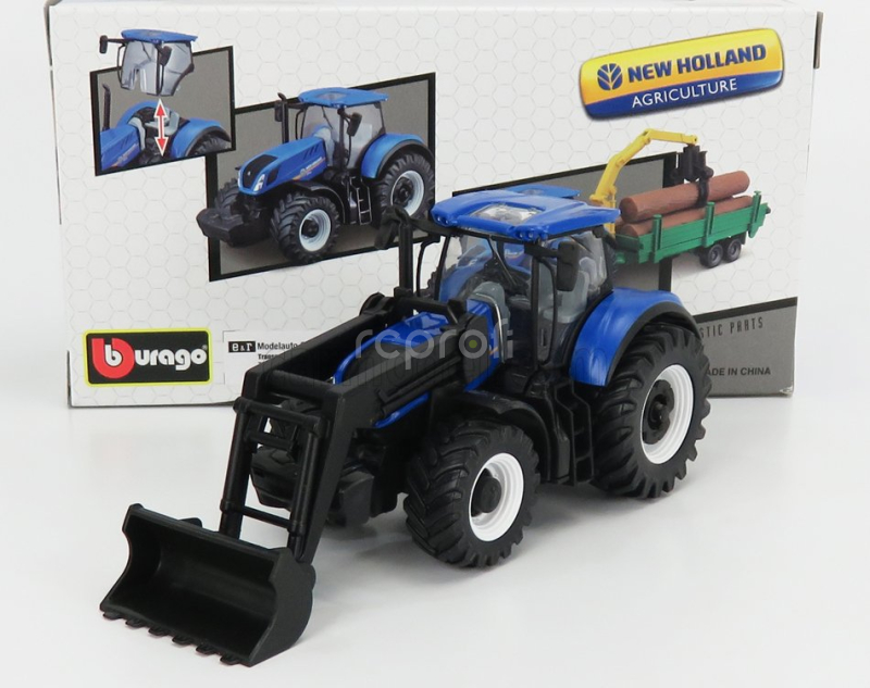 Bburago New holland T7.315 Tractor With Front Loader Scraper 2018 1:50 Blue