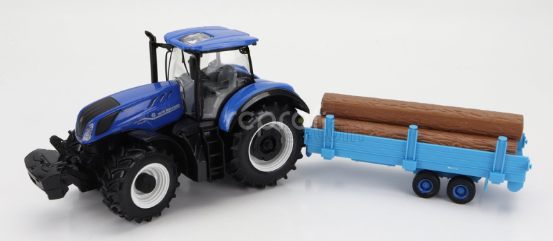 Bburago New holland T7.315 Tractor With Logs Of Wood Trailer 2018 1:32 Blue