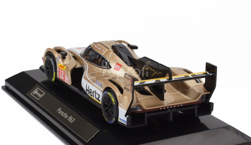 Bburago Porsche 963 9rd 4.6l Turbo V8 Team Hertz Jota N 12 24h Le Mans 2024 Will Stevens - Norman Nato - Callum Ilott 1:43 Bílé Zlato