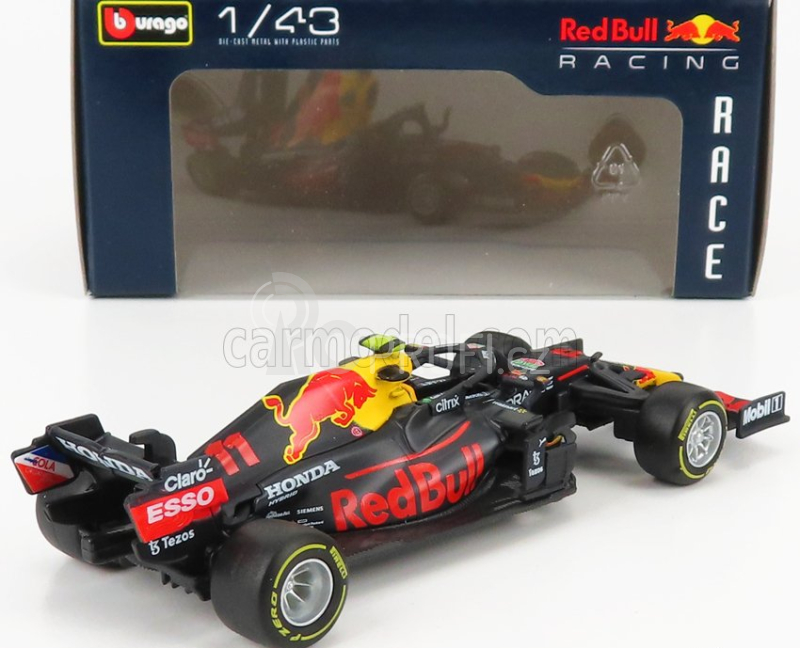 Bburago Red bull F1  Rb16b Honda Ra620h Team Aston Martin N 11 Season 2021 Sergio Perez 1:43 Matná Modrá Žlutá Červená