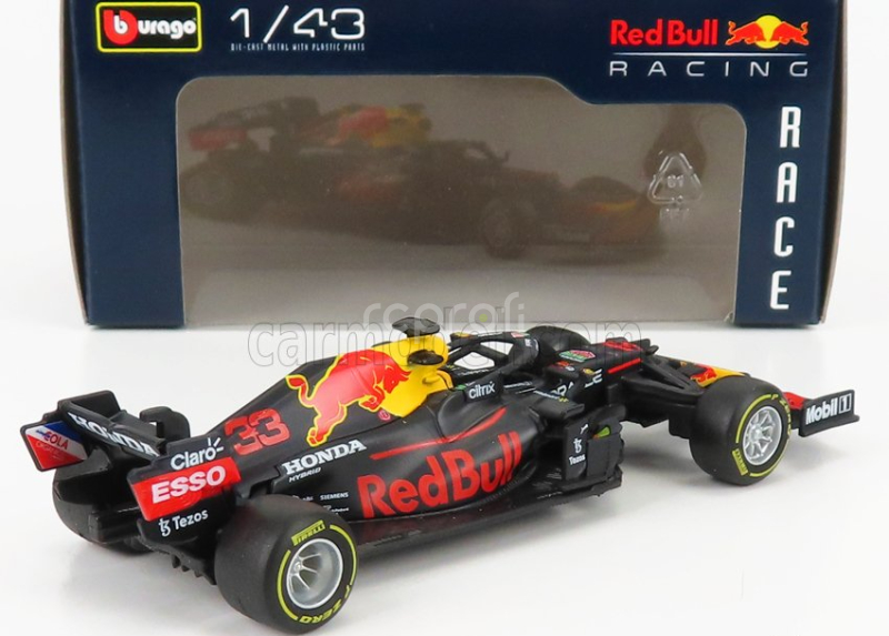 Bburago Red bull F1  Rb16b Honda Ra620h Team Red Bull Racing N 33 Season 2021 Max Verstappen 1:43 Matná Modrá Žlutá Červená