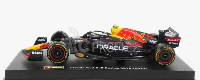 Bburago Red bull F1  Rb18 Team Oracle Red Bull Racing N 11 Season 2022 Sergio Perez - With Helmet And Plastic Showcase 1:43 Matná Modrá Žlutá Červená