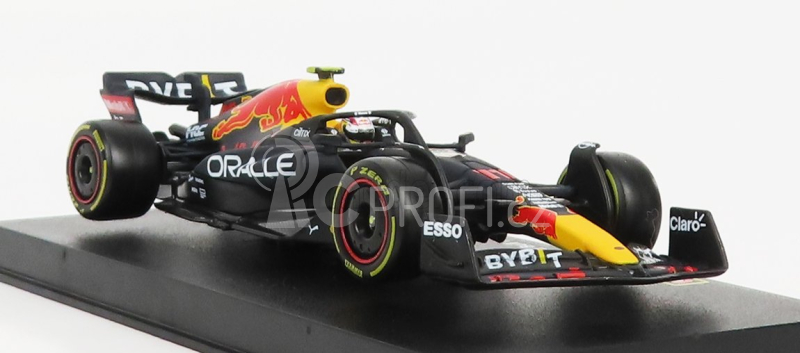 Bburago Red bull F1  Rb18 Team Oracle Red Bull Racing N 11 Season 2022 Sergio Perez - With Helmet And Plastic Showcase 1:43 Matná Modrá Žlutá Červená