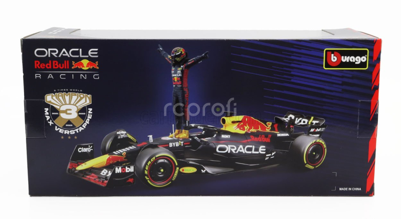 Bburago Red bull F1  Rb19 Team Oracle Red Bull Racing N 1 World Champion Season 2023 Max Verstappen 1:24 Matná Modrá Žlutá Červená